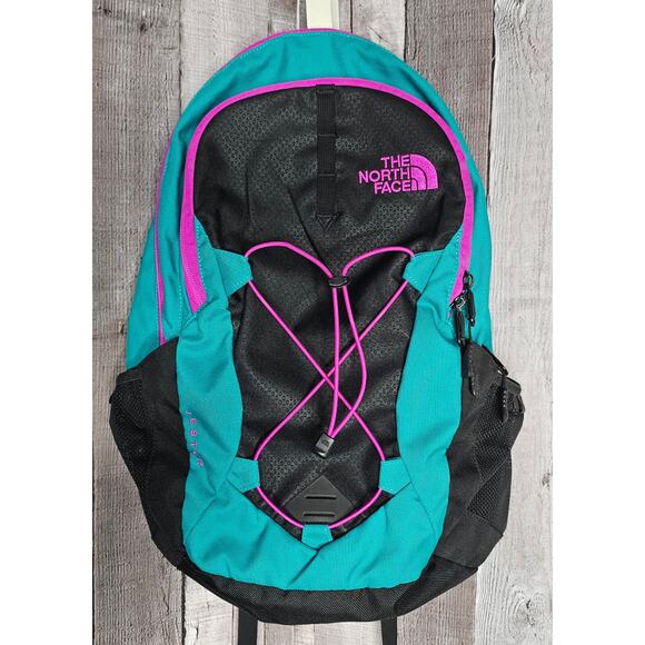 The NORTH FACE JESTER Backpack Black Teal Pink Bag Hiking Camping Vacation GIFT